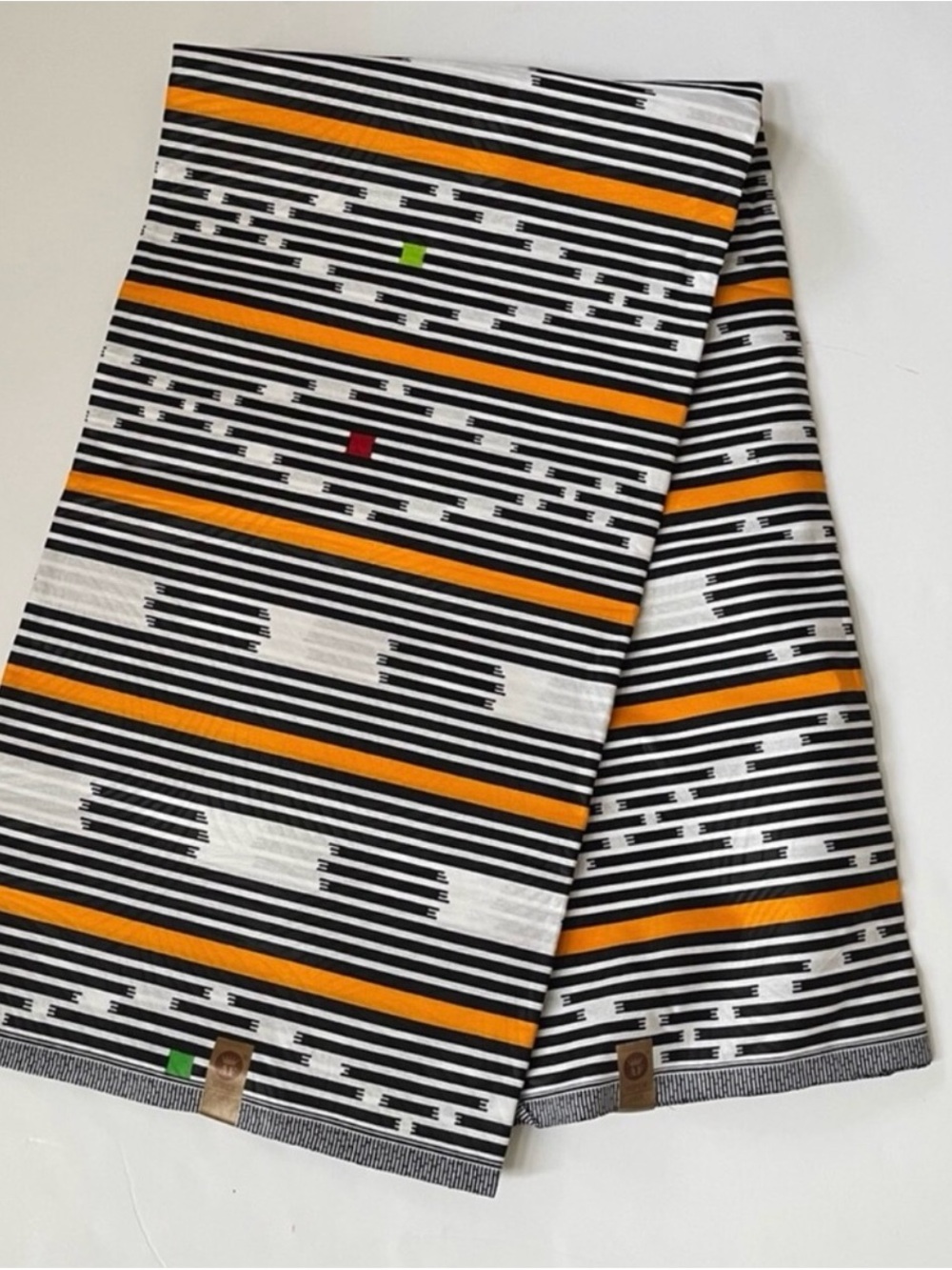 Striped Orange & Black Multicolor Cotton Fabric - 5 Yards
